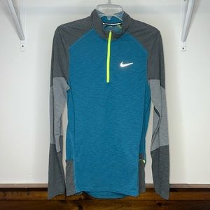 Nike Running 1/4 Zip Teal & Gray Top- S